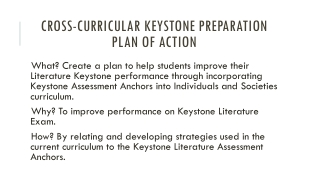 Cross-Curricular Keystone Preparation Plan of Action