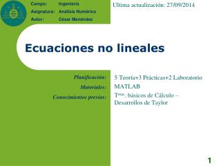 Ecuaciones no lineales