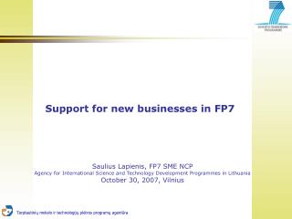 Support for new businesses in FP7