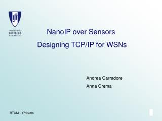NanoIP over Sensors Designing TCP/IP for WSNs