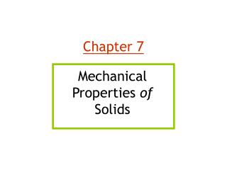 Mechanical Properties of Solids