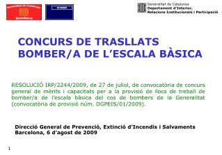 CONCURS DE TRASLLATS BOMBER/A DE L’ESCALA BÀSICA