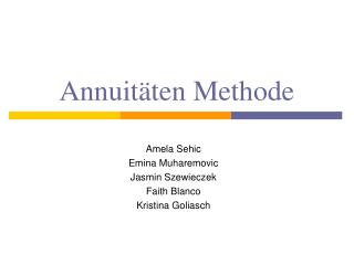 Annuitäten Methode