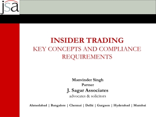 INSIDER TRADING KEY CONCEPTS AND COMPLIANCE REQUIREMENTS