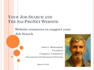 Your Job Search and The SacProNet Website