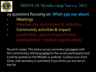 MD5M-10 Membership Survey 2012