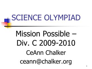 SCIENCE OLYMPIAD