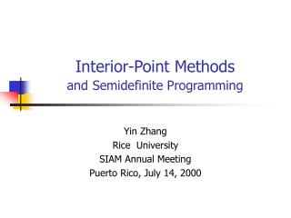 Interior-Point Methods and Semidefinite Programming