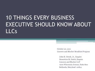 10 things every BUSINESS EXECUTIVE should know about llc s