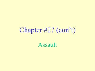 Chapter #27 (con’t)