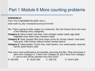 Part 1 Module 6 More counting problems