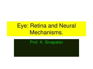 Eye: Retina and Neural Mechanisms.