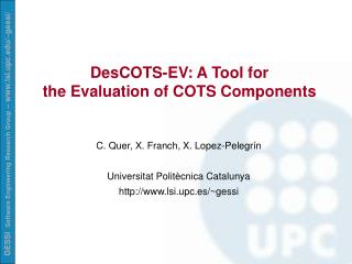 DesCOTS-EV: A Tool for the Evaluation of COTS Components