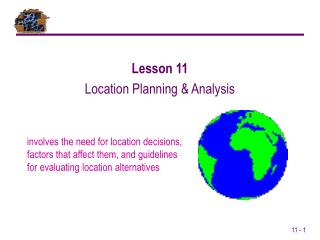 Lesson 11 Location Planning &amp; Analysis