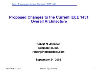 Proposed Changes to the Current IEEE 1451 Overall Architecture