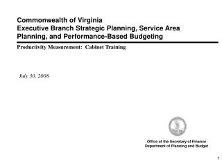Commonwealth of Virginia Executive Branch Strategic Planning, Service Area