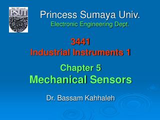 3441 Industrial Instruments 1 Chapter 5 Mechanical Sensors
