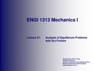 ENGI 1313 Mechanics I