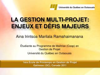 LA GESTION MULTI-PROJET: ENJEUX ET DÉFIS MAJEURS