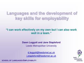 Languages and the development of key skills for employability