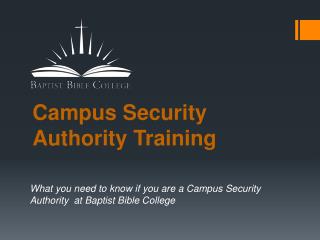 Campus Security Authority Training