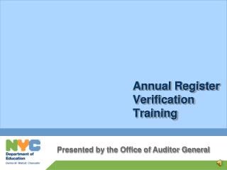 Annual Register Verification Training