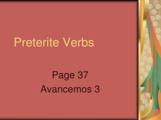 Preterite Verbs