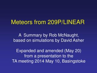 Meteors from 209P/LINEAR