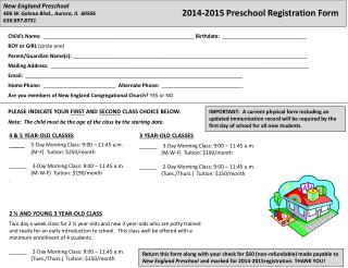 New England Preschool 406 W. Galena Blvd., Aurora, IL 60506 630.897.8731