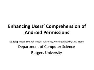 Enhancing Users’ Comprehension of Android Permissions