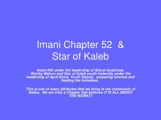 Imani Chapter 52 &amp; Star of Kaleb