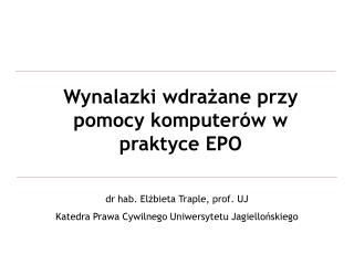 Wynalazki wdrażane przy pomocy komputerów w praktyce EPO