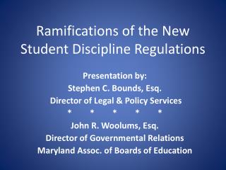 Ramifications of the New Student Discipline Regulations