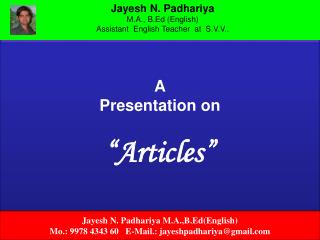 A Presentation on “Articles”