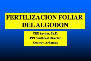 FERTILIZACION FOLIAR DEL ALGODON