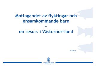 Mottagandet av flyktingar och ensamkommande barn – en resurs i Västernorrland 2014-09-27