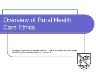 Overview of Rural Health Care Ethics