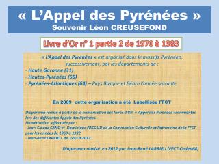 « L’Appel des Pyrénées » Souvenir Léon CREUSEFOND 