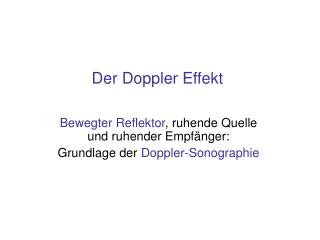 Der Doppler Effekt