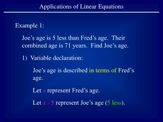 Applications of Linear Equations