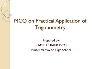 MCQ on Practical Application of Trigonometry