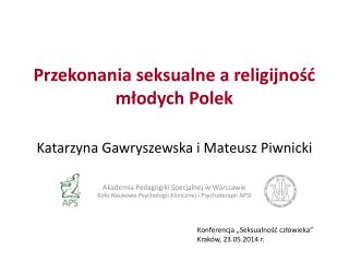 P rzekonania seksualne a religijność młodych Polek