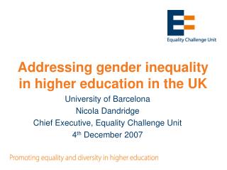Addressing gender inequality in higher education in the UK