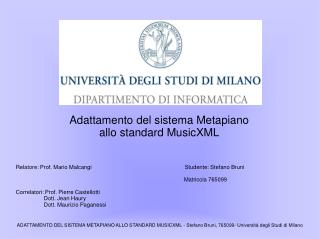 Adattamento del sistema Metapiano allo standard MusicXML