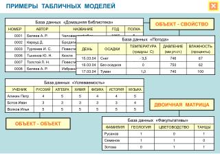 ПРИМЕРЫ ТАБЛИЧНЫХ МОДЕЛЕЙ