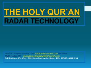 THE HOLY QUR’AN RADAR TECHNOLOGY