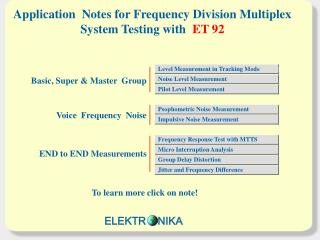 Application Notes for Frequency Division Multiplex System Testing with ET 9 2