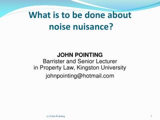 What is to be done about noise nuisance?