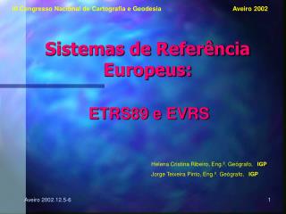 Sistemas de Referência Europeus: