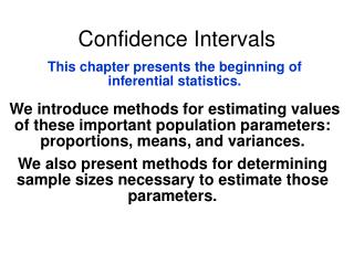 Confidence Intervals